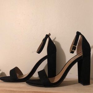 MERONA Black Faux Suede Sandal Heel